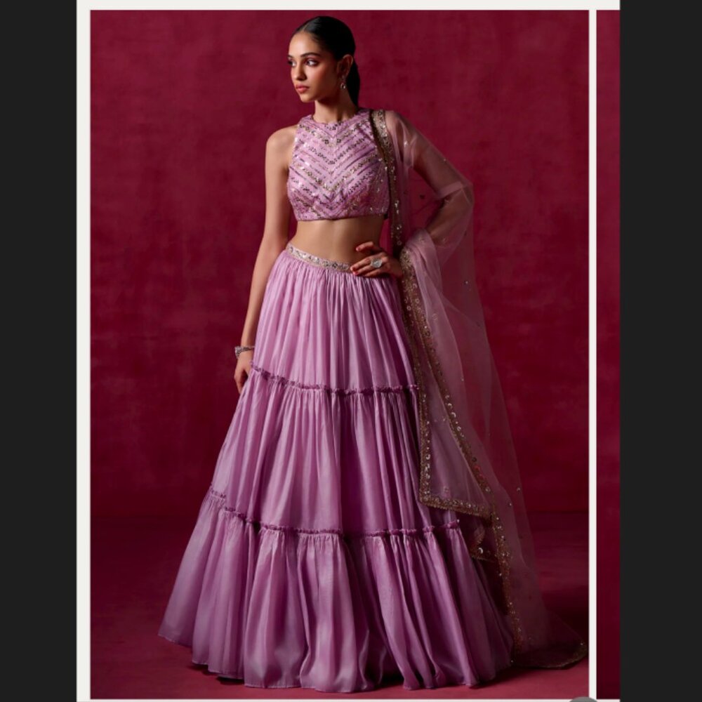 Pink Lavender Embroidered Lehenga